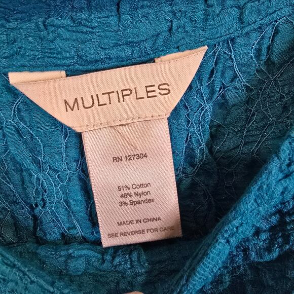 Women's Multiples Blue Gauze Lightweight Blouse | Plus Size 3X - Picture 9 of 9